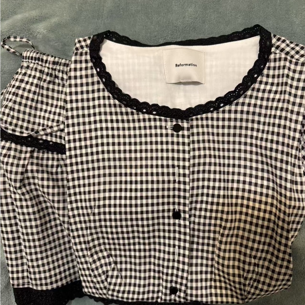 Reformation Valetta Two Piece Remy Check - Picture 6 of 7